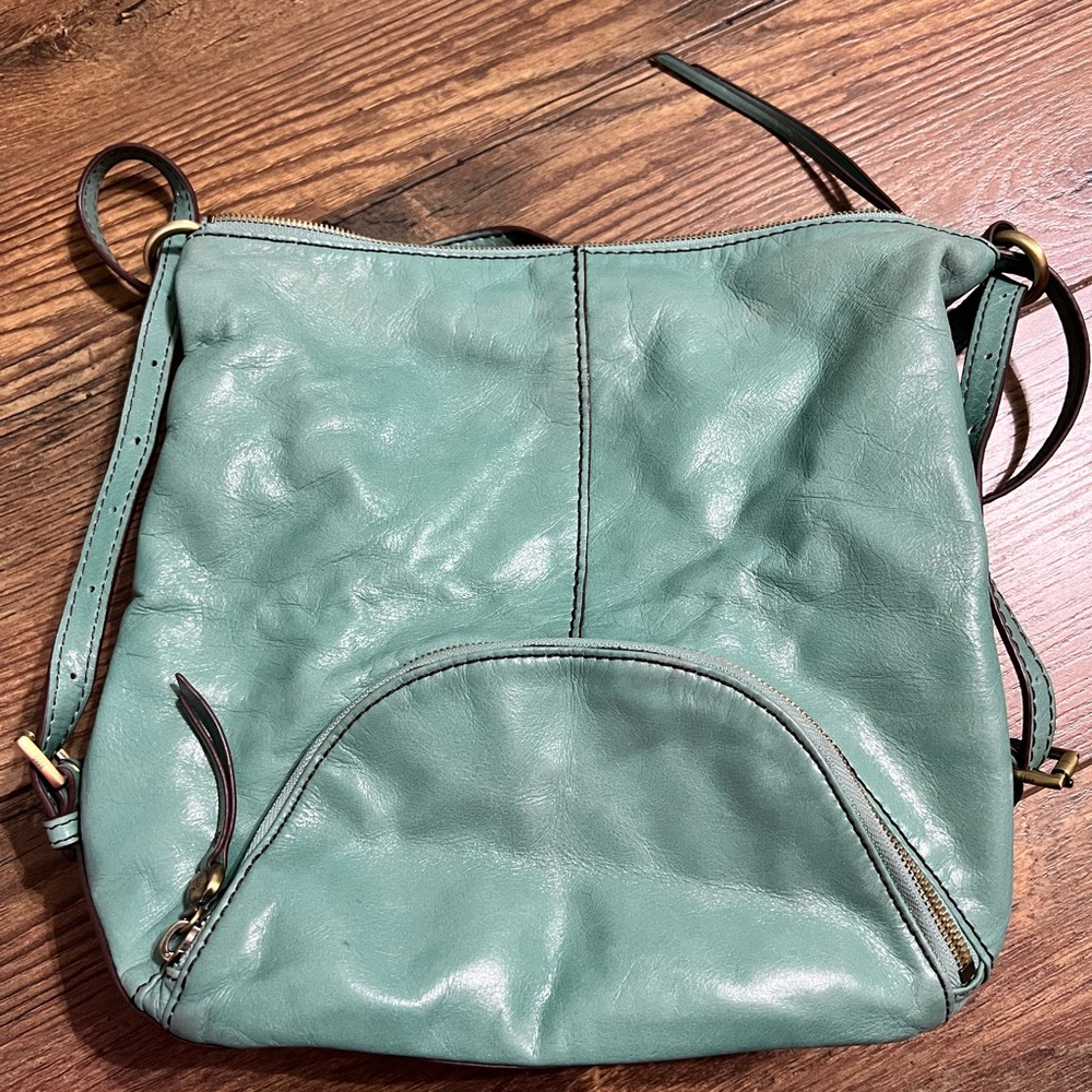 HOBO Green Leather Backpack with Gunmetal Hardware